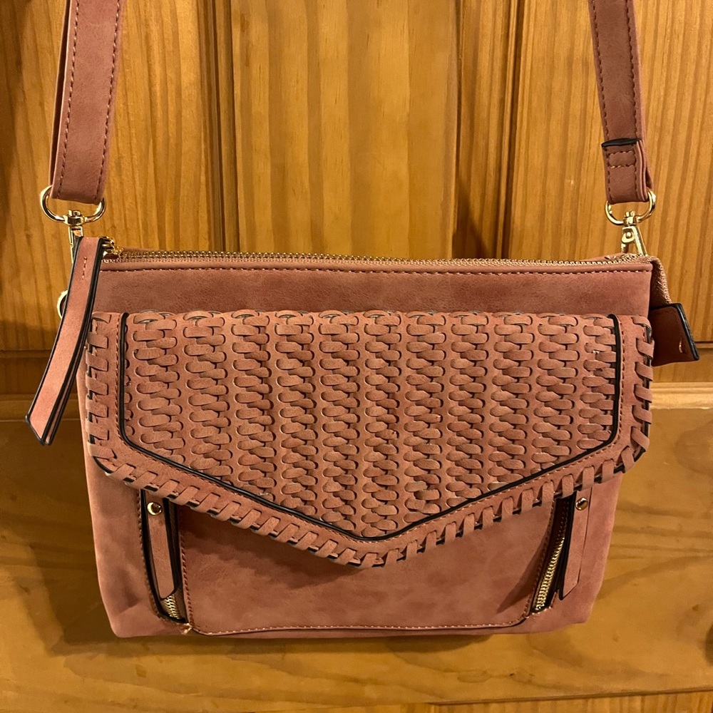 Women’s Crossbody Purse Suede Faux Leather Shoulder Bag Pink